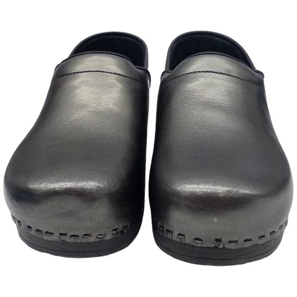 Bjork Patent Leather Professional Clogs 41 10 Women's Metallic Silver Anthracite - Picture 5 of 7